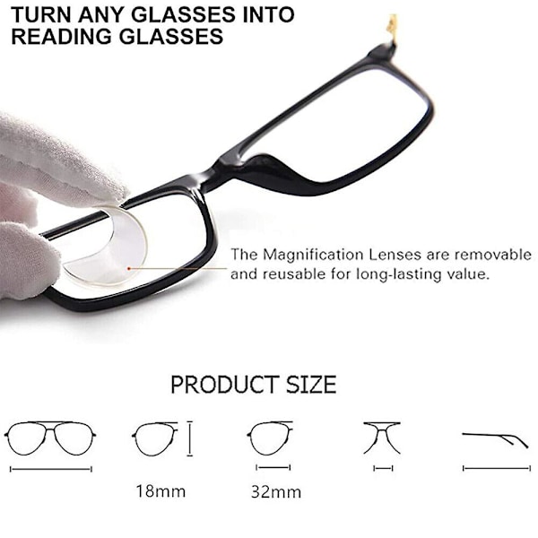 Självhäftande bifokala läsglasögon Förstorande läsglas för solglasögon/glasögon