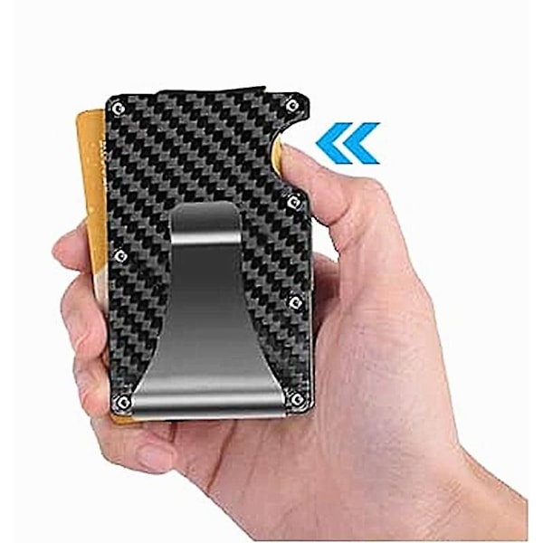 Kulfiber Tegnebog, RFID Blokerende Minimalistisk Tegnebog, Metal Pengeclips Tegnebog