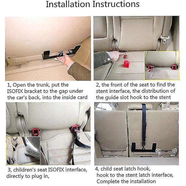 Universal Bilbarnstolsfäste Ankarfäste Kit För Isofix Bälteskontakt, Svart