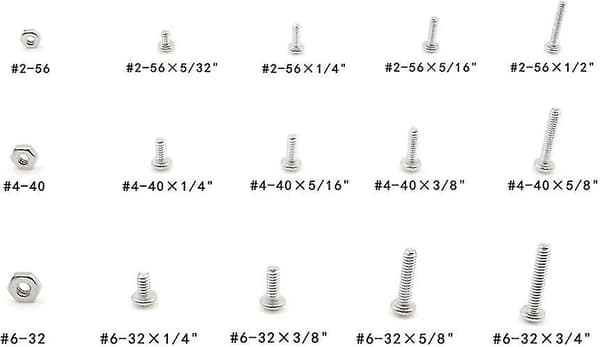 #2-56 #4-40 #6-32 Unc Rustfrit Stål Phillips Pan Hoved Maskinskruer Møtrikker Sortimentssæt