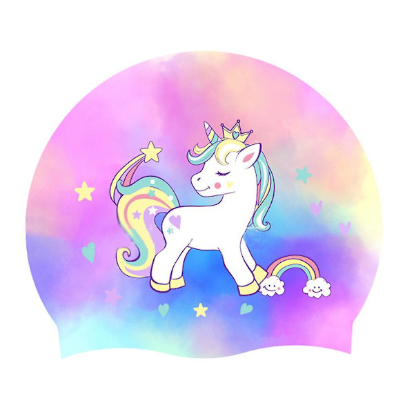 Unicorn Svømmehette Silikon Badehette Vanntett Svømmehette for Barn Jenter A