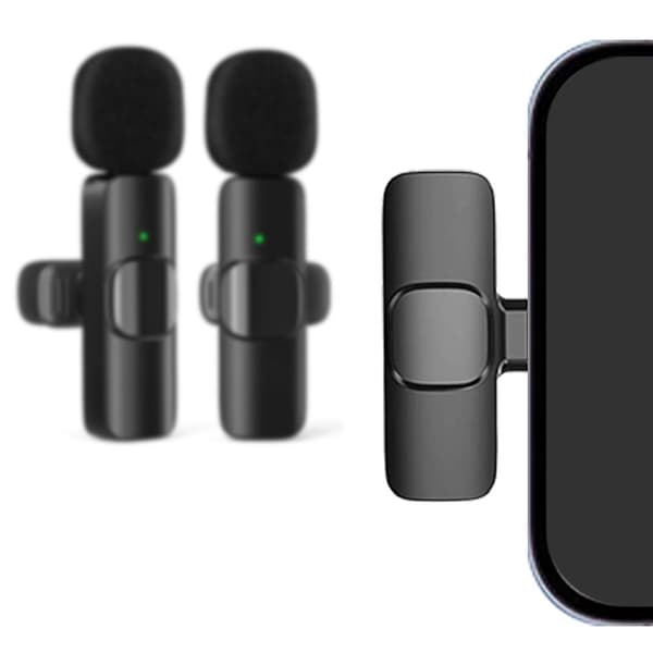 2-pak - Lavalier-mikrofon til mobil - Trådløs - USB-C