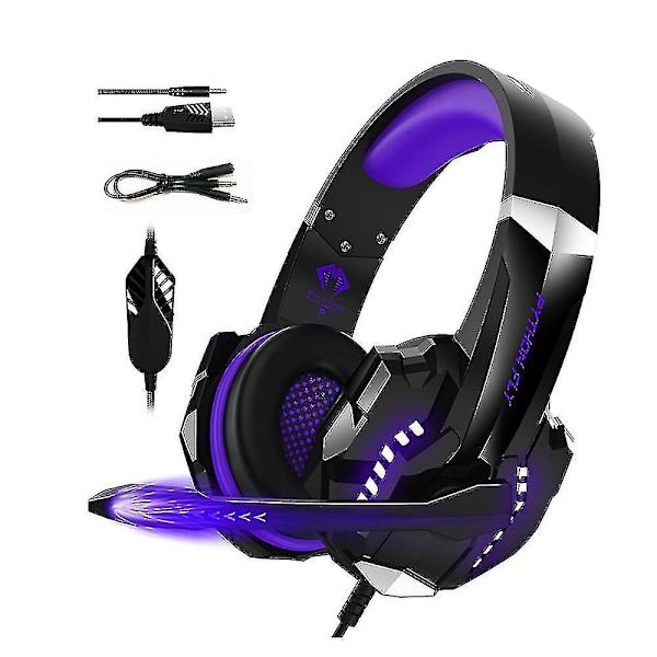 Python Fly G9000pro Gaming Headset med Støjreducerende 120-graders Justerbar Mikrofon 40mm Driverenhed Bred Kompatibilitet Lilla