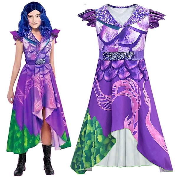 Pigekjole Descendants 3 Audrey Mal Cosplay - Perfekt 7-8 år 7-8 Years Purple