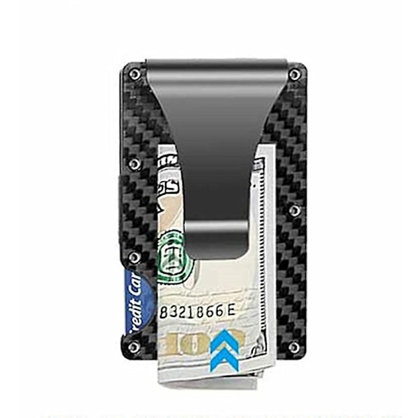 Kulfiber Tegnebog, RFID Blokerende Minimalistisk Tegnebog, Metal Pengeclips Tegnebog