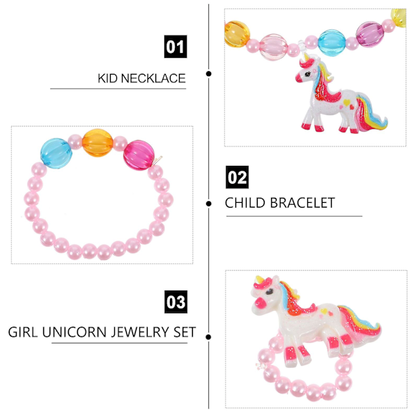 1 Set Flickej Unicorn Smycken Barn Halsband Flick Ring Barn Armband Flick Örhänge