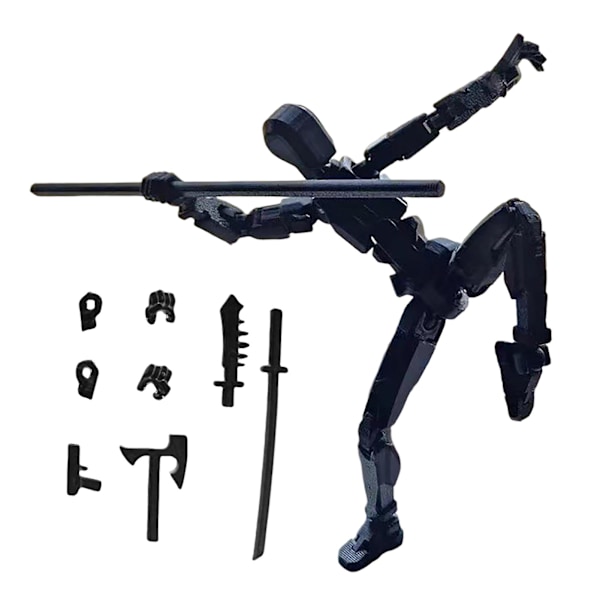 Joint Man Multi-ledad Rörlig Robotmodell Actionfigur Flexibel Led Konstfigur för Heminredning Black