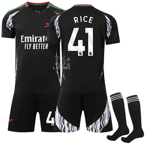 Fodboldtrøje til Drenge Piger 24-25 Herretrøje Ungdom Arsenal NO.41 Trøje Fodbolddragt Rice Fodboldtrøje Shorts Sæt Fans Gave M