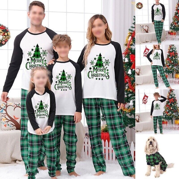 Familie Matchende julepyjamassett Par Voksen Barn Hund Natttøy Pjs Xmas Mother-2XL