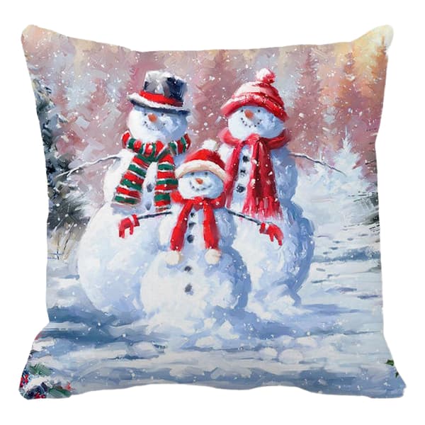 45x45cm Vinter Festlig Party Dekor Kuddfodral Soffa Djur Snögubbe Tryck Kuddöverdrag