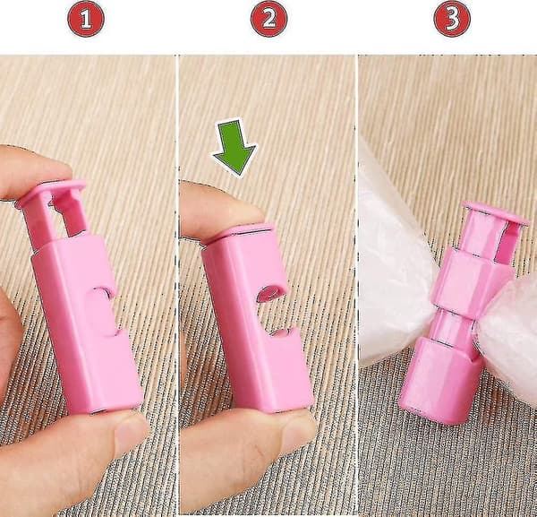 Brødpose-Klips, Nemt Greb og Lås, Assorteret (Blågrønrosa) 12 Pak