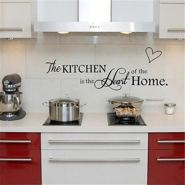 Kitchen Is The Heart Of Home Wall Stickers Quote Flyttbare fliser veggdekorer Gjør det selv