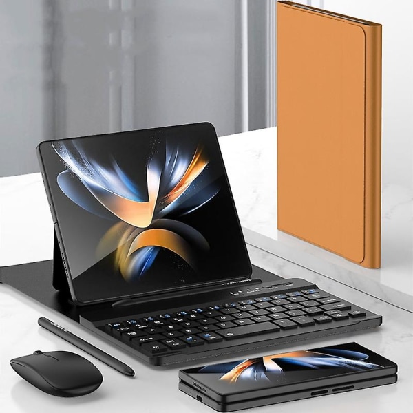 För Samsung Galaxy Z Fold 4 / Fold 3 Fold Phone Creative Stand Bt Mouse Stylus Pen Kit Trådlöst tangentbord Vikbart case