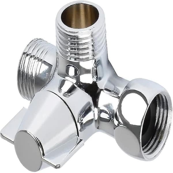 Solid messing 3-vejsventil, 3-vejs afledningsventilomskifter, 3-vejs bruseventil, G1/2\" T-adapter