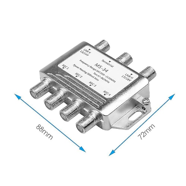 Ms34ez 3x4 Satellit Multiswitch Splitter FTA TV LNB Forswitch Cascade Satellit 3 In 4 Multiswitch För DVB-S2 DVB-T2