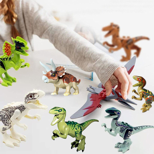 8x Jurassic World Dinosaurier T-rax Figurer Byggleksaker Block Bästa barnpresent