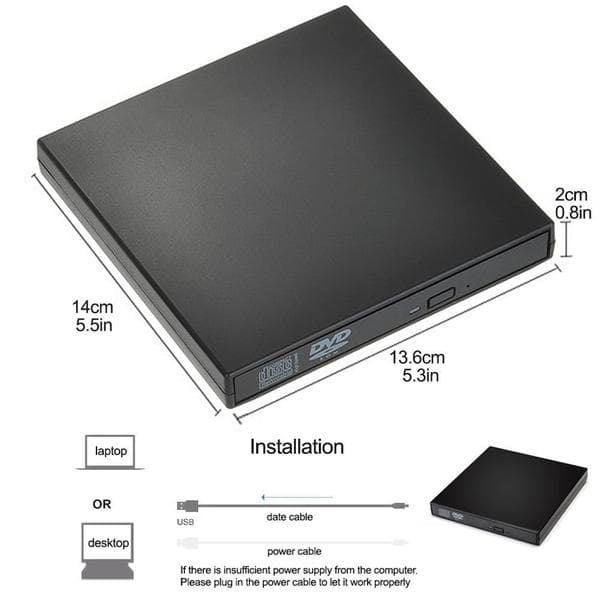 Extern CD/DVD-enhet för Laptop, USB3.0 & Typ C DVD-spelare