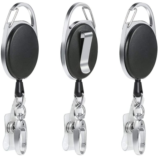 Badge Reel,3 Pcs Reel Clips Retractable Badge Holder With Key Belt Reel For Lmell Key