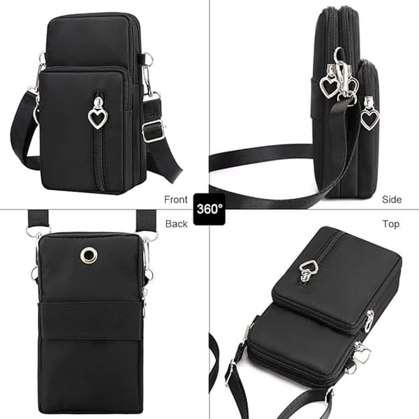 Crossbody mobiltelefon pung tasker, sort