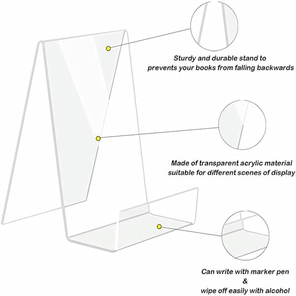 5-pak Akryl Bogstøtter, Transparent Bogdisplaystativ