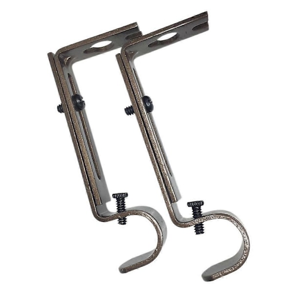 2 Stycken Justerbara Metall Gardinstång Väggfäste Krok Hållare Silver Brown