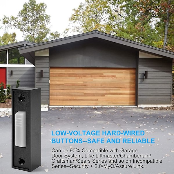 2 st Universal Garageportöppnare Väggmonterad Tryckknapp 41a4166 Ljus Svart Finish Med