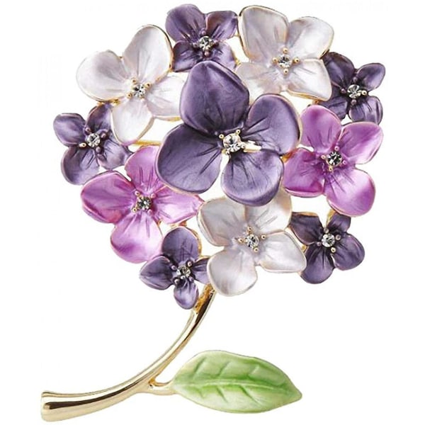 Veeki Emalje Syren Blomster Brocher Kvinder Krave Hortensia Bryllup Broche Pins------lilla