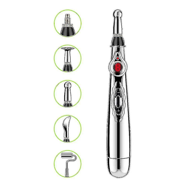 Elektrisk Akupunkturpunkt Massagepen Smart Pulse Massager Terapi Meridian Pen Smertestillende Værktøj Laser 5 Hoveder Energipen