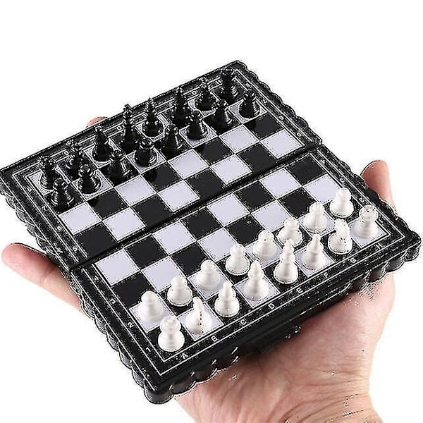 1 sett Mini Sjakk Brett Brettespill Bærbar Folding Magnetisk Plast Sjakksett Leke for Barn