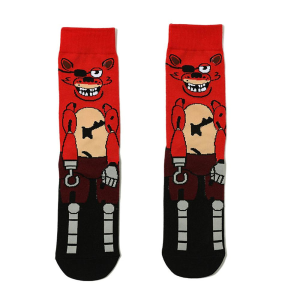 Fem nætter hos Freddy's inspirerede sokker Horror-spil Karakter tegneseriesokker Sjov nyhed Skræmmende sokker til kvinder Mænd Teenager Red