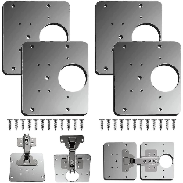 Gångjärnsreparationsplatta, Skåp Gångjärnsreparationsfästen, köksskåpdörr Gångjärnsreparationsplatta 4Pcs