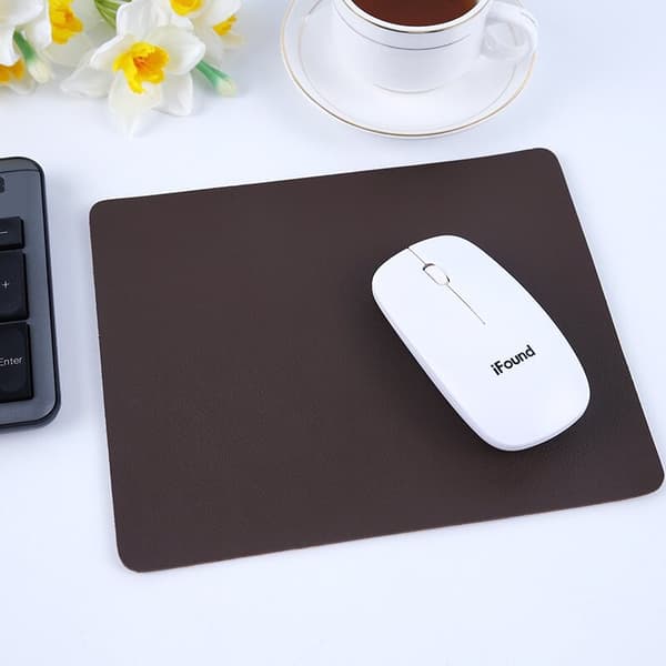 Leather Mouse Pad, Non-Slip Desk Mat, Dark Brown 30x40cm, Solid Color, Laptop Office