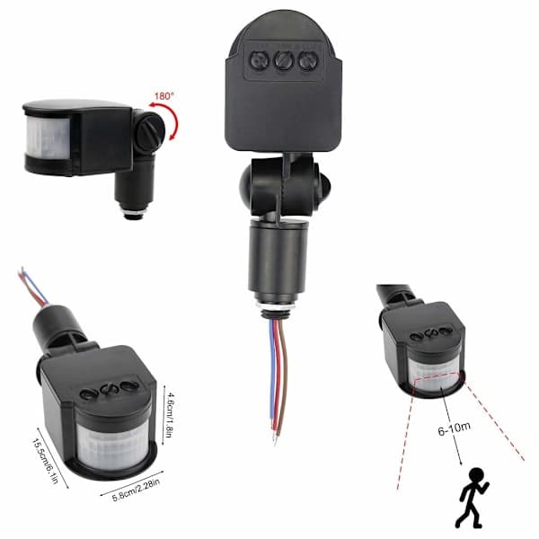 Udendørs PIR DC 12V Automatisk Infrarød PIR Bevægelsessensor Switch