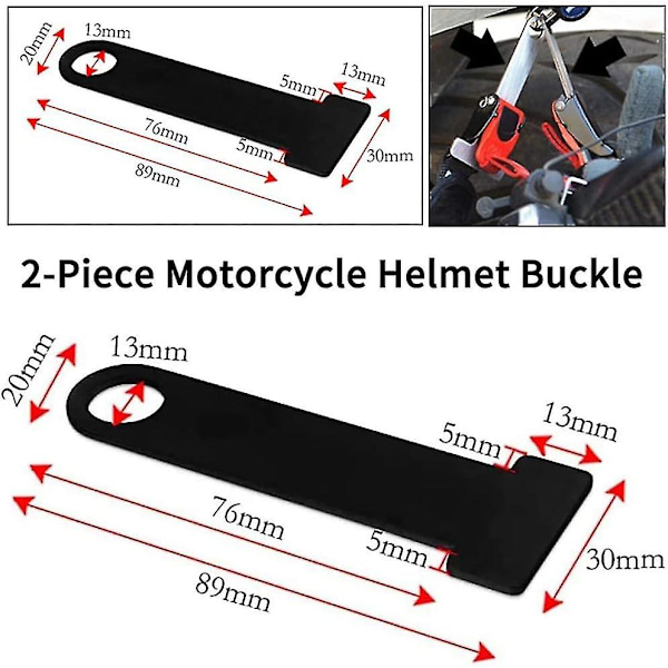 Hjelmlåsforlænger til motorcykel, motorcykel åben/hel ansigts hjelmlås Quick Release spændefastgørelse (2 stk, sort) Yu
