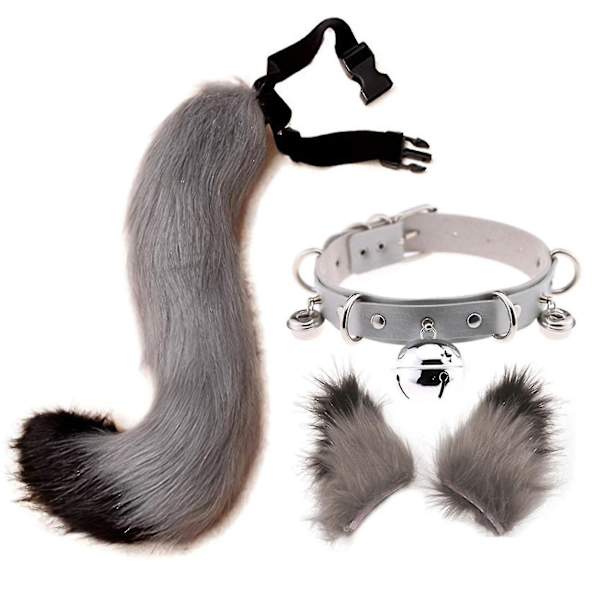 Hårklämmor Cocker Tail Djur Element Justerbar Konstgjord Päls Solid Varghals Öron Krage För Cosplay