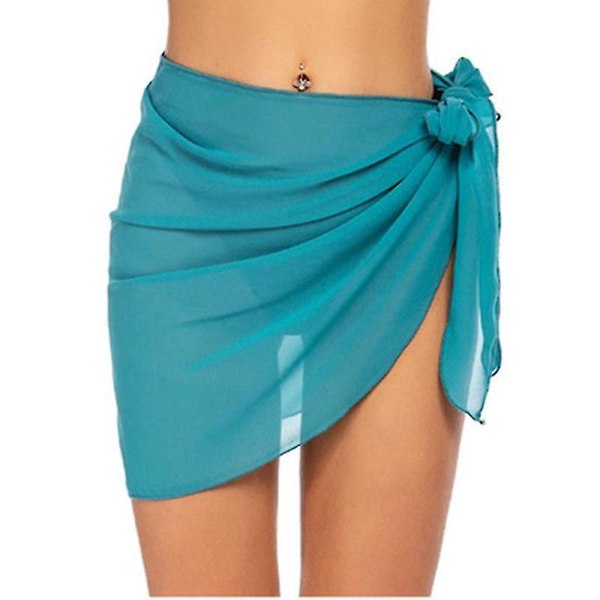 Kvinder Short Beach Sarongs Chiffon Badedragt Cover Ups Bikini Wrap Nederdel Side Åben til sommer Hot Sapphire S