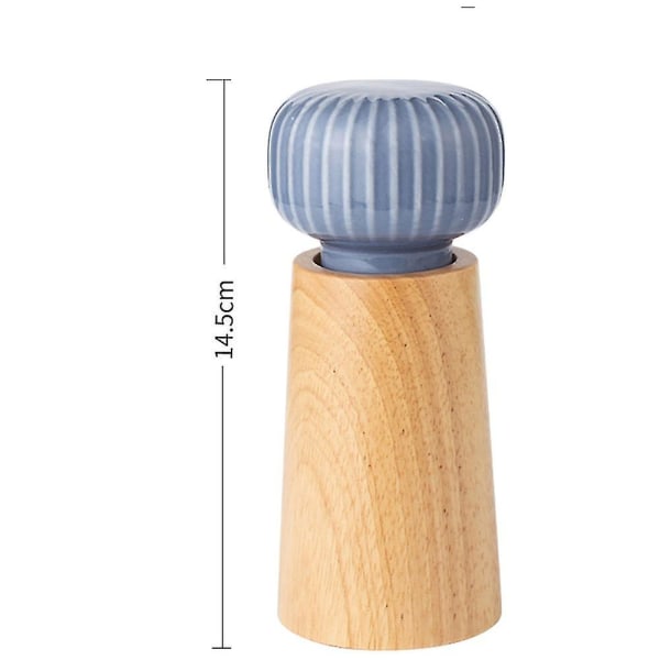 2024 - Puusta ja keraamista valmistettu suola- ja pippurimylly - pippurisiristimellä säädettävä maustemylly Blue 14.5cm