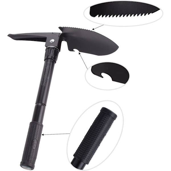 Jinyi Military Folding Shovel, Multifunktionell Mini Foldable Shovel Survival Spade Entrenching Tool med bärväska för camping, vandring, vandring,