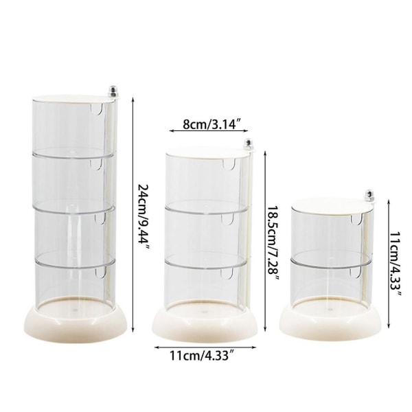 Meikkisienen säilytyslaatikko pyörivä puuteri-puhvipidike Beauty Egg Organizer white four layers