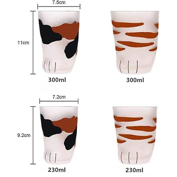 Kattass Kopp Kattklokopp Mjölkglas Frostat Glas Kopp Söt Kattfot Klotryck Mugg Kattass