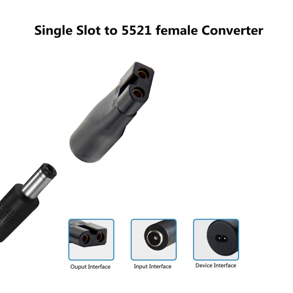 Dc5,5x2,1mm hanstik til C8 hunstik Strømledningskonverteringsinterface