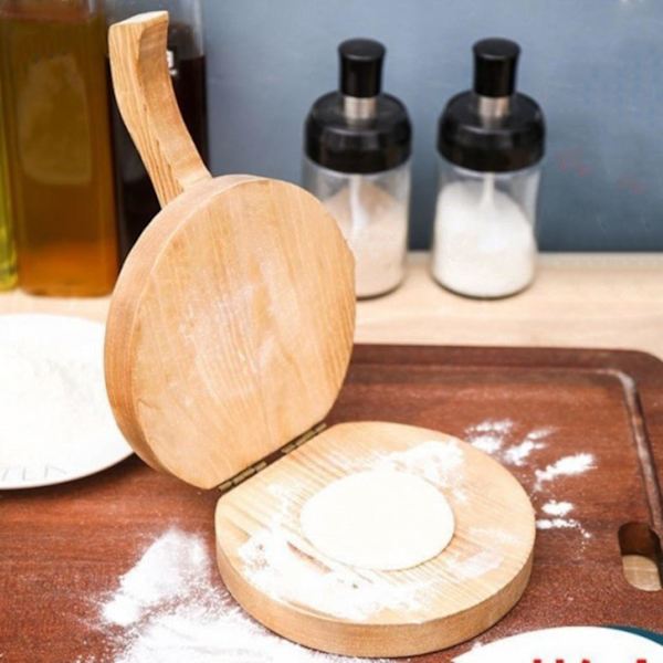 Degpressare i trä för dumplings, handgjord tortillapress, degpressningsverktyg för hemmakök