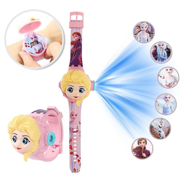 Armbåndsur Superhelte Frozen Princess Flip Cover Projektor Ure Legetøj Gaver til børn E