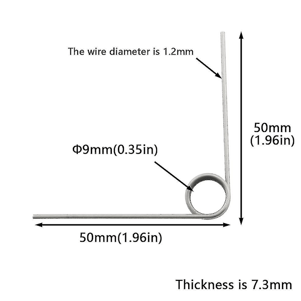 Kryc-dghaop 10 stk. rustfrit stål lille torsion fjeder 50mm 90 graders torsionsfjeder til værktøjsvedligeholdelse og tømrerarbejde DIY