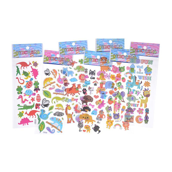 6 ark Søde tegnefilmsdyr Scrapbog Bubble Puffy Stickers Belønning Legetøj til børn