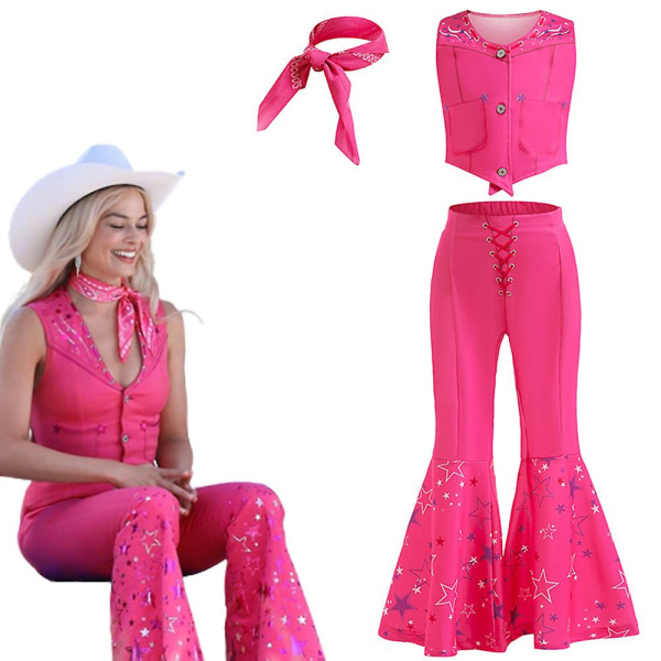 Barn Flickor Barbie Kostym Filmhjältinna Margot Robbie Cosplay Outfits Halloween Födelsedag Scenfest Fancy Dress Up 6-7 Years