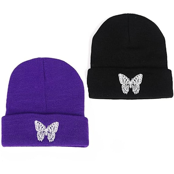 Beanies for menn, Unisex Smile Face brodert akryl myk varm vinter strikket lue med brem