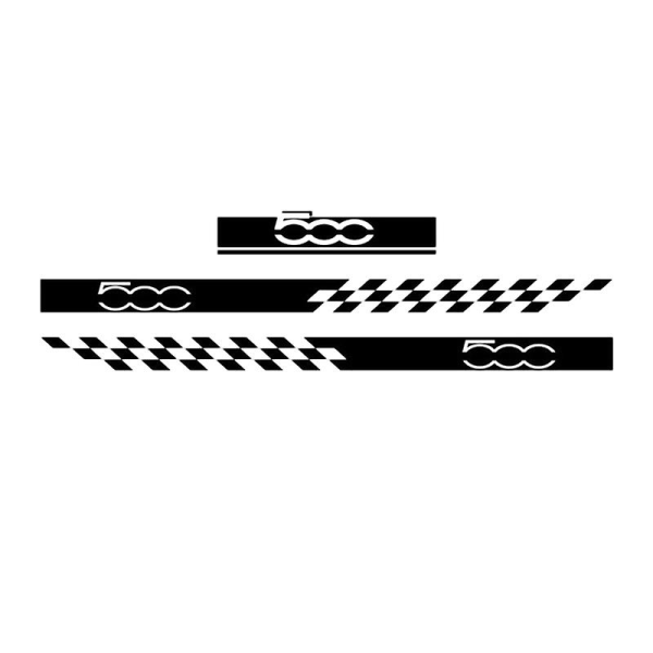 1 Set Bilhuv Motorhuv Klistermärken Kroppsdörr Sidokjol Stripes Dekal för Fiat 500 Auto Dekorera Vinyl Film Svart