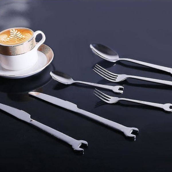 304 rustfrit stål bordservice kreativ skruenøgle form gaffel ske middag bøf skære nøgle Bestik Frugt Dessert Te Picnic Bestik