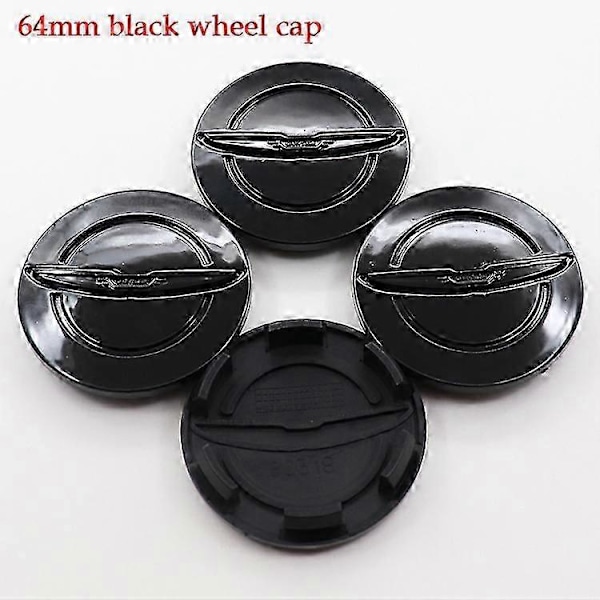 4 stk. 54mm 56mm 60mm 64mm Chrysler Bil Logo Hjul Navkapsel Felg Merke Deksel Dekal Ombygging Dekor Emblemer Klistremerke Tilbehør 64 Black KLSL